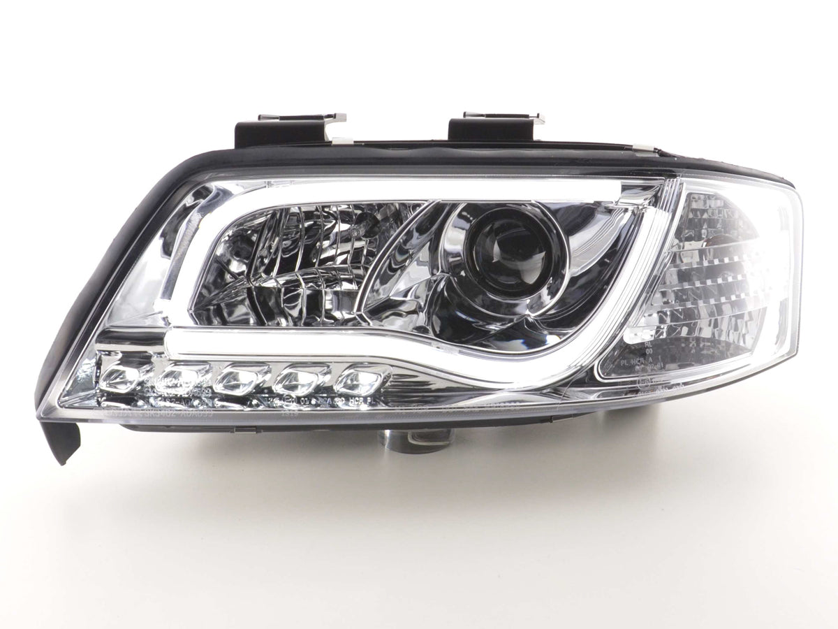 Scheinwerfer Set Daylight LED Tagfahrlicht Audi A6 Typ 4B 97-01 chrom Scheinwerfer Set Daylight LED Tagfahrlicht Audi A6 Typ 4B 97-01 chrom